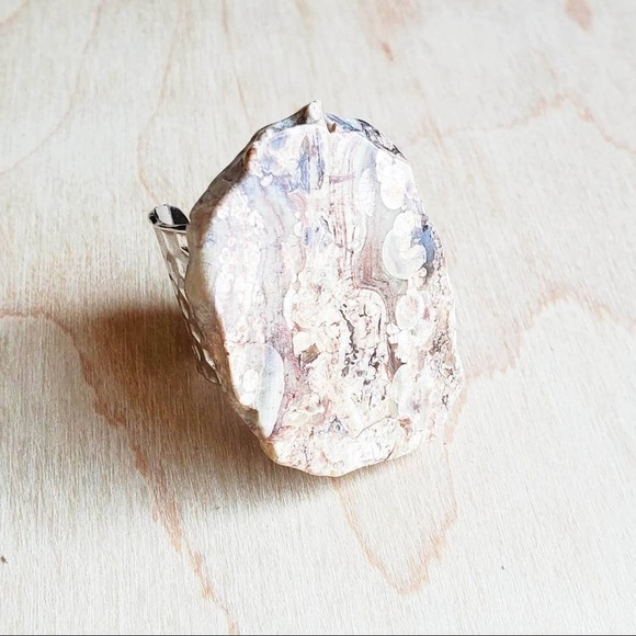 Brown Ocean Agate Cuff Ring - Picture 4 of 5